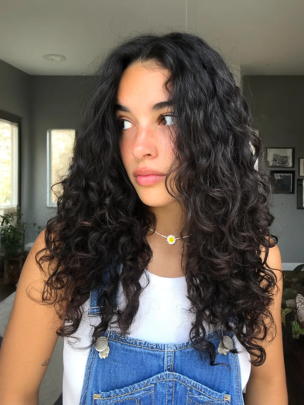Long Natural Cascading Curls in Rich Espresso Brown